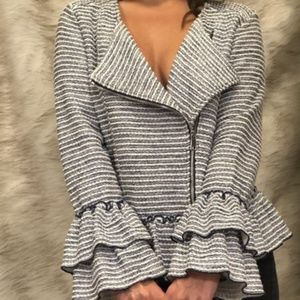 Banana Republic Navy Ruffle Blazer